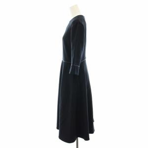 CELFORD ワンピース ロング 七分袖 パイピング 38 紺 ネイビー 茶 ブラウン CWFO184043 /YT