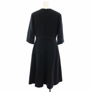 CELFORD ワンピース ロング 七分袖 パイピング 38 紺 ネイビー 茶 ブラウン CWFO184043 /YT