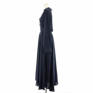 CELFORD ハンカチヘムワンピース ロング スキッパー 長袖 サテン タグ付き 38 紺 ネイビー CWFO194052