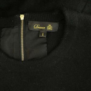 Drawer ニット ワンピース ミニ 長袖 ストレッチ 1 ブラック /MY OS