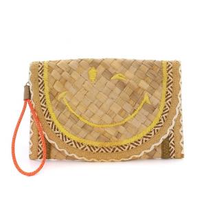 かごバッグ スマイル クラッチバッグ ラフィア べージュ /YM D