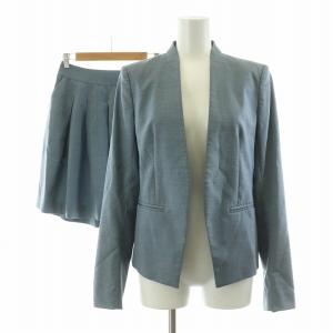 スーツ セットアップ 2点セット ボックスプリーツスカート ノーカラージャケット ミニ 0 X0 ブルー