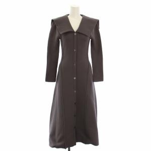 ビッグカラーホールワンピ ニット ロング 長袖 F チャコールグレー SWNO215053 /RE