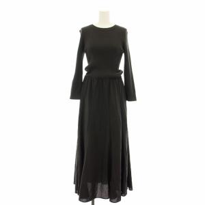 パネルフレアスカートニットドッキングワンピース ロング 長袖 0 チャコールグレー 09WF0211353