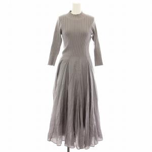 21SS ニットドッキングワンピ ワンピース ロング ハイネック 七分袖 0 グレー SWNO211057