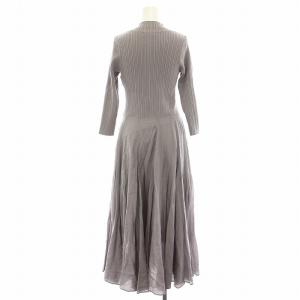 SNIDEL 21SS ニットドッキングワンピ ワンピース ロング ハイネック 七分袖 0 グレー SWNO211057