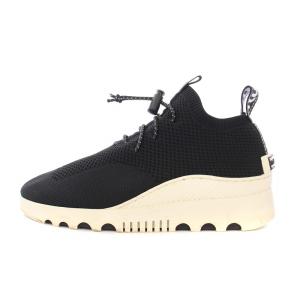 ローカットスニーカー シューズ 厚底 ストレッチ ロゴ 36 黒 ブラック /BB