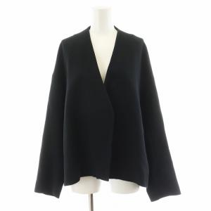 サマーダブルクロス1AラインショートJK ノーカラージャケット 38 黒 ブラック 300BS330-2400