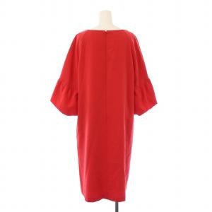 ADORE マットジョーゼットワンピース ミモレ ロング 七分袖 クルーネック フリル 無地 38 赤 レッド 531-9140400