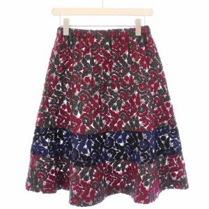 Tao フレアスカート イージー ひざ丈 ウエストゴム 花柄 総柄 ウール混 S マルチカラー /BB