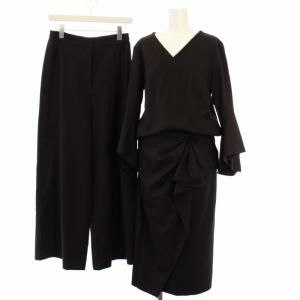 セットアップ 上下 3点セット カットソー 長袖 スカート タイト ワイドパンツ 40 茶 /TK