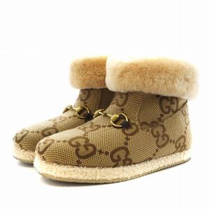 GUCCI ホースビット GG柄 ムートンブーツ 23.0cm ブラウン