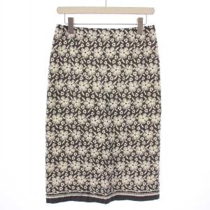 タイトスカート ミモレ ロング スリット 花柄 総柄 M 白 ホワイト グレー /BB