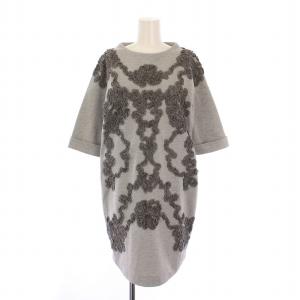 テープモチーフワンピース ミニ丈 半袖 36 グレー 35132078 /BM