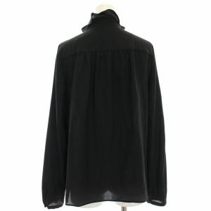 TO BE CHIC シャツ ブラウス 絹 シルク シアー タック フリル 長袖 42 黒 ブラック W5M05-243-09