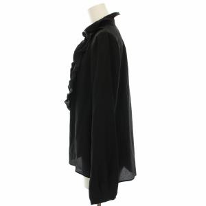 TO BE CHIC シャツ ブラウス 絹 シルク シアー タック フリル 長袖 42 黒 ブラック W5M05-243-09