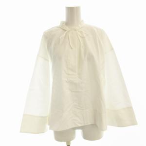 24SS コットンタイプライター バックタックブラウス シャツ 長袖 F 白 ホワイト 22-01-41-01202