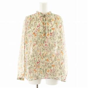 23AW オーマリーフプリント ストリングボウタイブラウス シャツ 長袖 花柄 36 マルチカラー ベージュ