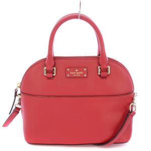 2WAY ハンドバッグ ショルダーバッグ レザー 牛革 ロゴ 赤 レッド /BB