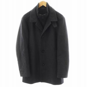 チェスターコート ミドル丈 チェック柄 ウール アウター 46 グレー /AN56