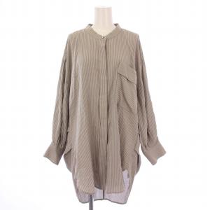 バンドカラートロミシャツ ブラウス 長袖 ストライプ柄 F グレー BEZ1022204A0010 /BM