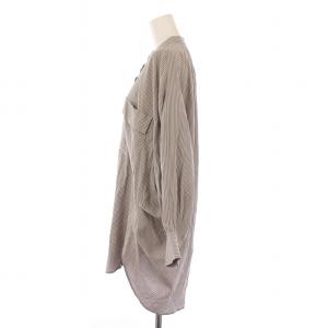 BEARDSLEY バンドカラートロミシャツ ブラウス 長袖 ストライプ柄 F グレー BEZ1022204A0010 /BM