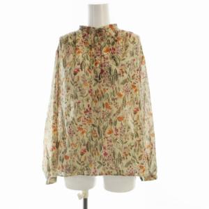 23AW オーマリーフプリント ストリングボウタイブラウス シャツ 花柄 長袖 36 マルチカラー 13-01-34-01302