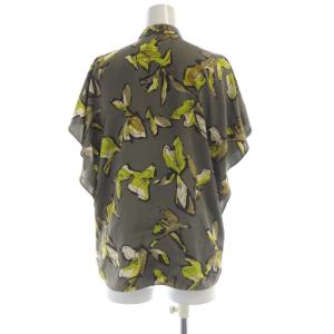 TOMORROWLAND collection 22AW フィーラーフラワープリント フレアスリーブブラウス シャツ 花柄 ボウタイ付き 半袖 36 カーキ