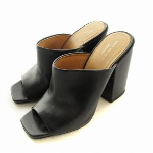 ミュール ハイヒール レザー 37 ブラック
