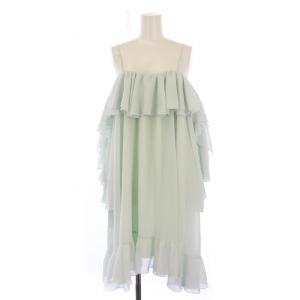 25SS ラッフルデザインドレス ワンピース オフショルダー ひざ丈 キャミソール フリル ストレッチ