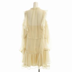 SNIDEL 24SS プリントフリルシフォンミニワンピース 長袖 オープンショルダー 1 ベージュ SWFO241079