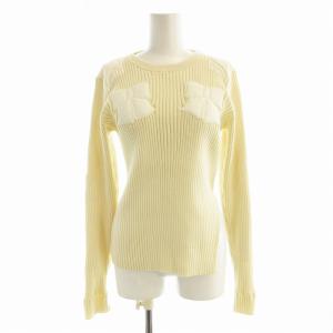 25SS リボンアップリケコマンドプルオーバー リブニット セーター 長袖 F アイボリー RWNT251125