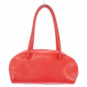 ハンドバッグ レザー パンチング ロゴ 型押し 赤 レッド /BB