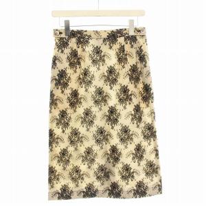 タイトスカート ひざ丈 レース 花柄 M ベージュ 黒 TS-02019M /KH
