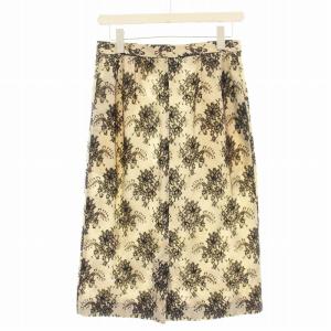 Tao タイトスカート ひざ丈 レース 花柄 M ベージュ 黒 TS-02019M /KH