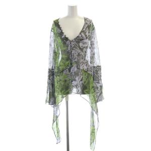 シャツ ブラウス 花柄 Vネック 長袖 S 緑 グリーン GTZ1Z455 /RO