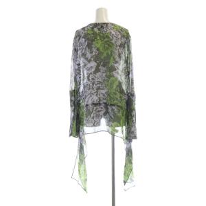 BCBGMAXAZRIA シャツ ブラウス 花柄 Vネック 長袖 S 緑 グリーン GTZ1Z455 /RO