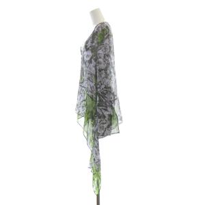 BCBGMAXAZRIA シャツ ブラウス 花柄 Vネック 長袖 S 緑 グリーン GTZ1Z455 /RO