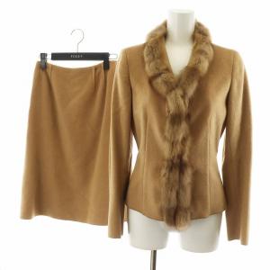 スーツ セットアップ ロシアンセーブルファー キャメル 38 ベージュ