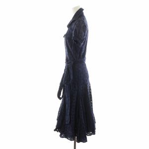 DIANE von FURSTENBERG ワンピース ロング丈 半袖 カシュクール レース コットン 4 紺 ネイビー 404-140641 /AN44
