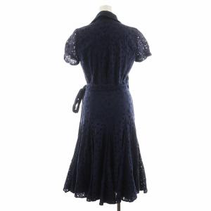 DIANE von FURSTENBERG ワンピース ロング丈 半袖 カシュクール レース コットン 4 紺 ネイビー 404-140641 /AN44