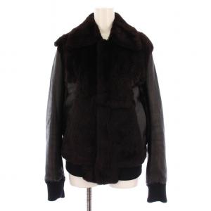 ファージャケット レザージャケット ジップアップ ラビット 38 黒 /BM