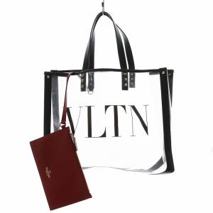 トートバッグ ロックスタッズ レザー ビニール クリア ブラック