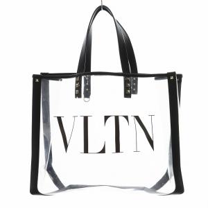 VALENTINO GARAVANI トートバッグ ロックスタッズ レザー ビニール クリア ブラック