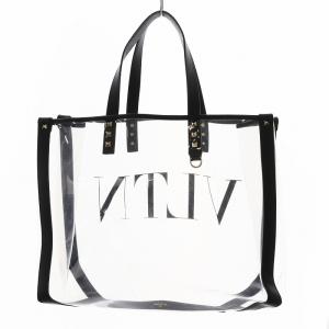VALENTINO GARAVANI トートバッグ ロックスタッズ レザー ビニール クリア ブラック
