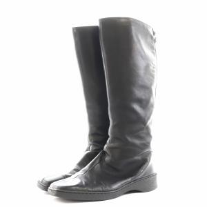 Salvatore Ferragamo ガンチーニ ロングブーツ ウェッジソール スクエアトゥ レザー 24.5cm 黒 ブラック 1442 /AN5