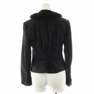 EMPORIO ARMANI ジャケット ジップアップ 総柄 38 黒 ブラック /AN49