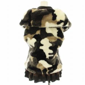 伊太利屋 フェイクファー ベスト ニット切替 11 茶 ブラウン /G