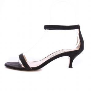 アンクルストラップ サンダル シューズ ミドルヒール スエード 37 黒 22-093-910-0134-1-0