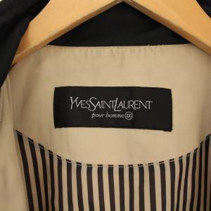 YVES SAINT LAURENT pour homme ブルゾン ジャケット ジップアップ スタンドカラー ロゴ刺繍 ベージュ /BM